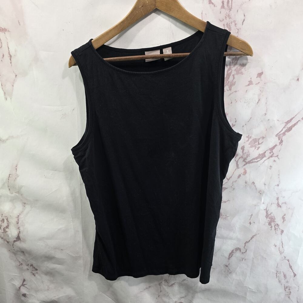 Chicos Tank Top Womens XL 3 Black Ultimate Tee Boat Neck Cotton Shirt